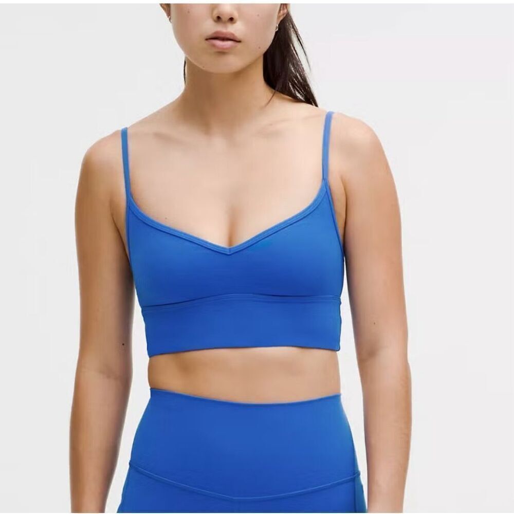 Lululemon Blue Athletic Bra Race Back Spaghetti Strap Size 4 See Description